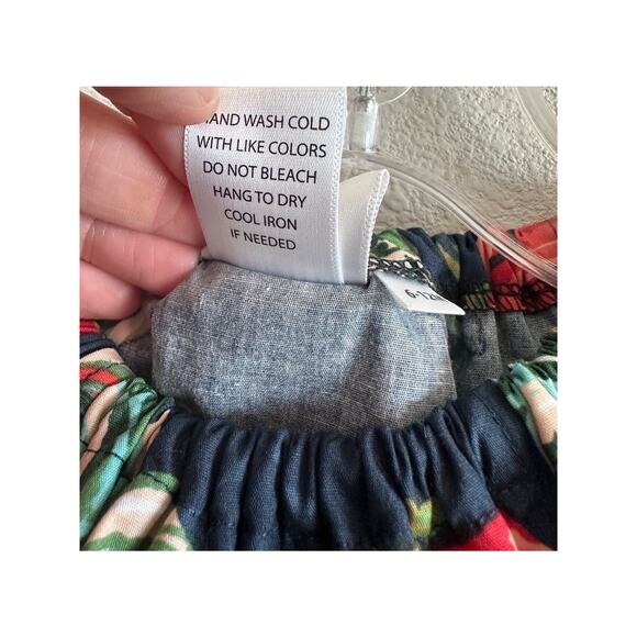 Cranky Peach Girls 6-12M Navy, Red, Green Floral Short Sleeve Cotton Onesie - Picture 10 of 10